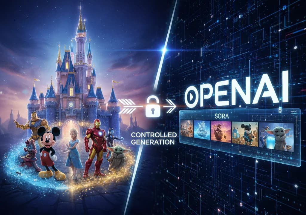 Abstract image of disney and OpenAI Signifying Deal